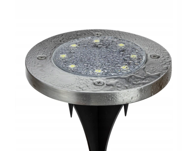 4x Lampa Solarna Ogrodowa LED Najazdowa Gruntowa Dyski Czujnik Zmierzchu