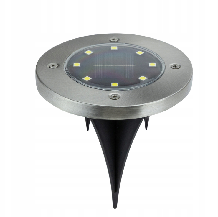 4x Lampa Solarna Ogrodowa LED Najazdowa Gruntowa Dyski Czujnik Zmierzchu