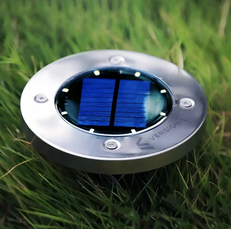 4x Lampa Solarna Ogrodowa LED Najazdowa Gruntowa Dyski Czujnik Zmierzchu