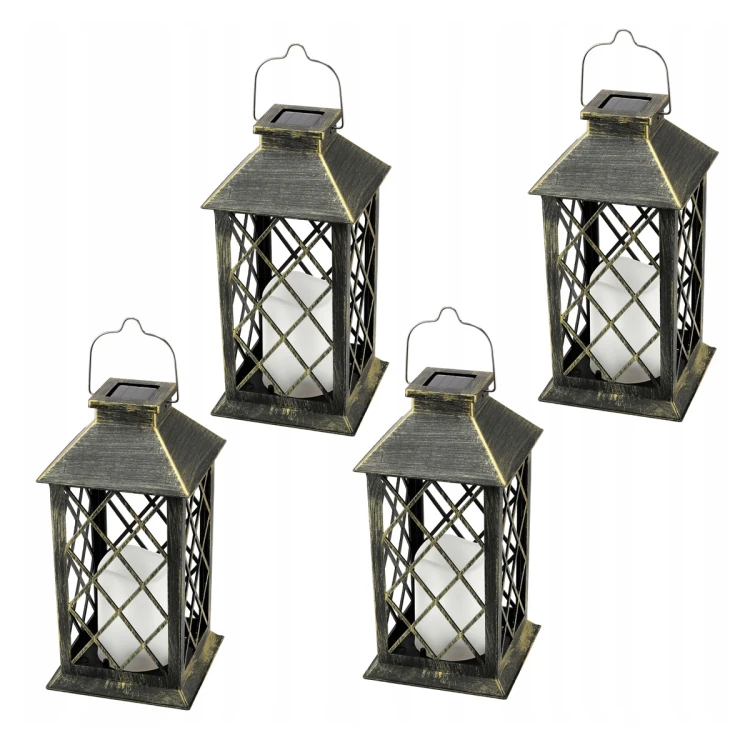 4x Latarenki Ogrodowe LED Solarna Lampiony Latarnie Znicz Brazowa 2V 35MA