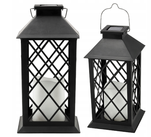 4x Latarenki Ogrodowe LED Solarne Lampiony Latarnie Znicze Czarna 2V 35MA