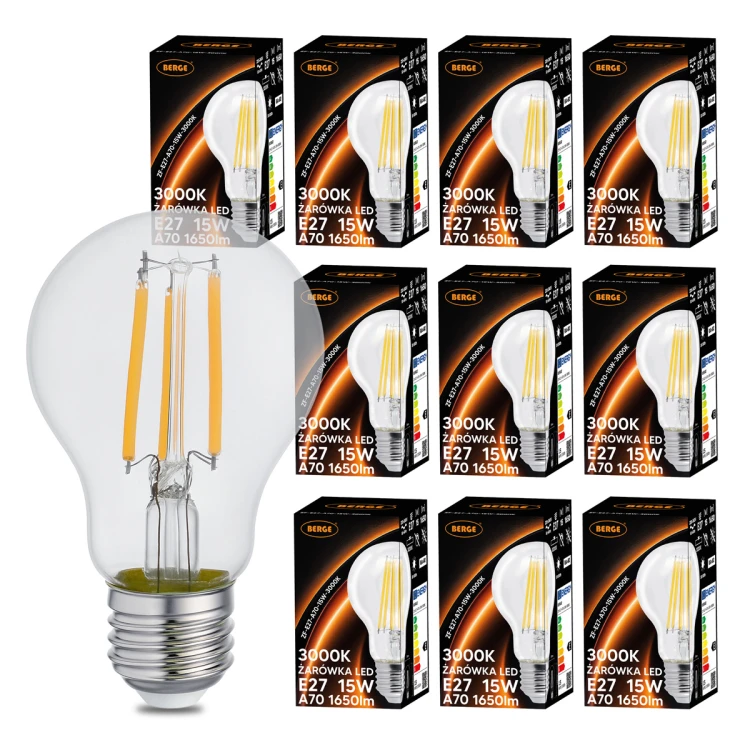 10x Żarówka LED E27 15W = 125W 1650m 3000K FILAMENT OZDOBNA RETRO