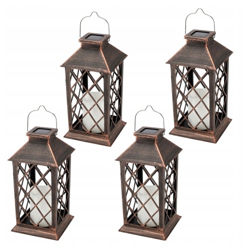 4x Latarenki Ogrodowe LED Solarna Lampiony Latarnie Znicz Miedziana 2V 35MA