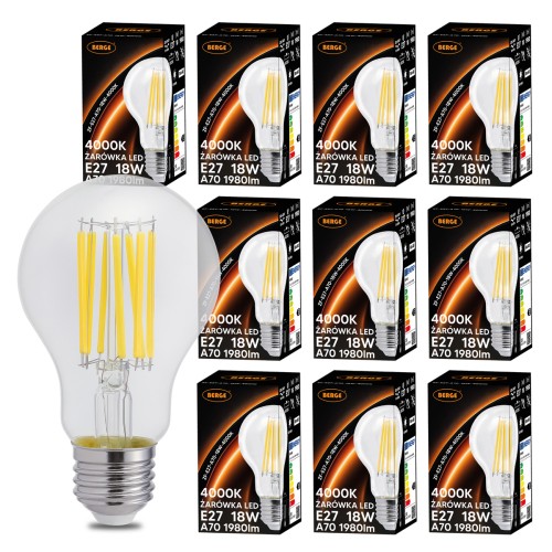 10x Żarówka LED E27 18W = 150W 1980lm 4000K FILAMENT OZDOBNA RETRO Mocna