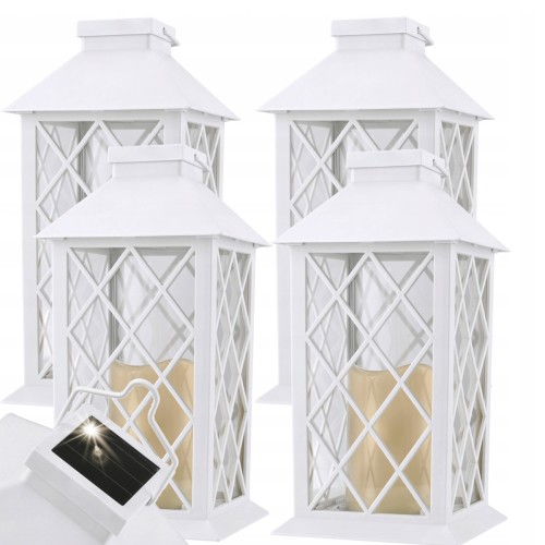4x Latarenka ogrodowa LED SOLARNA Lampion Latarnia Znicz Bialy 2V 300MHA
