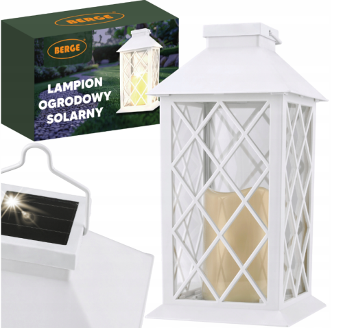 4x Latarenka ogrodowa LED SOLARNA Lampion Latarnia Znicz Bialy 2V 300MHA