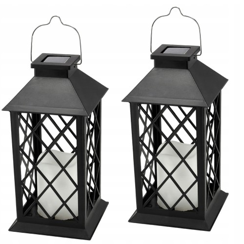 2x Latarenka Ogrodowa LED Solarna Lampion Latarnia Znicz Czarna 2V 35MA