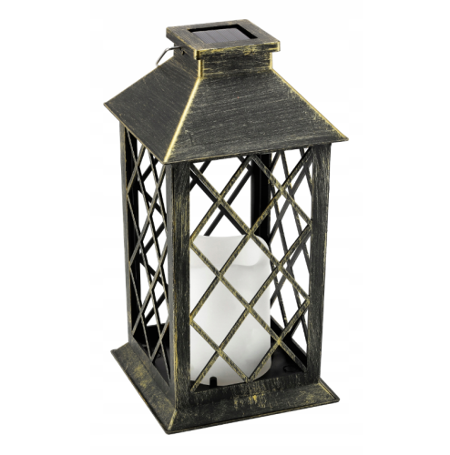 2x Latarenka Ogrodowa LED Solarna Lampion Latarnia Znicz Brazowa 2V 35MA