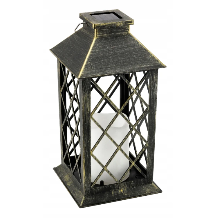 2x Latarenka Ogrodowa LED Solarna Lampion Latarnia Znicz Brazowa 2V 35MA