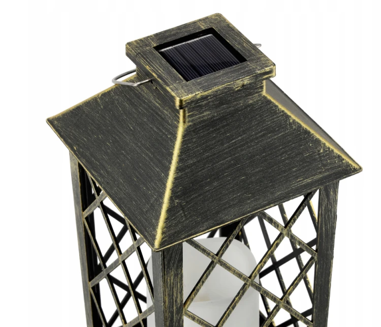 2x Latarenka Ogrodowa LED Solarna Lampion Latarnia Znicz Brazowa 2V 35MA