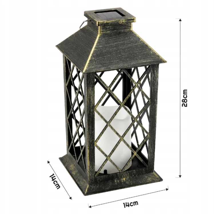 2x Latarenka Ogrodowa LED Solarna Lampion Latarnia Znicz Brazowa 2V 35MA