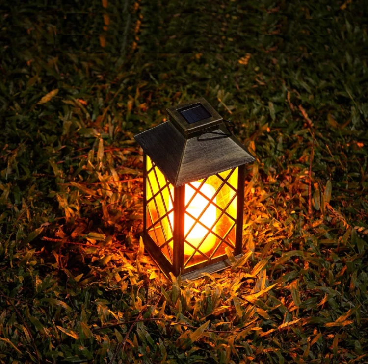 2x Latarenka Ogrodowa LED Solarna Lampion Latarnia Znicz Brazowa 2V 35MA