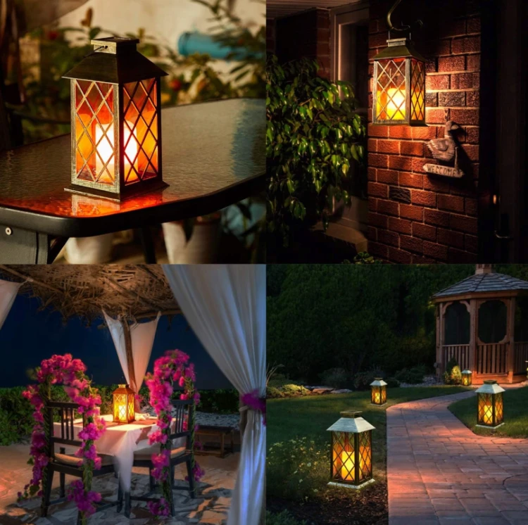 2x Latarenka Ogrodowa LED Solarna Lampion Latarnia Znicz Brazowa 2V 35MA