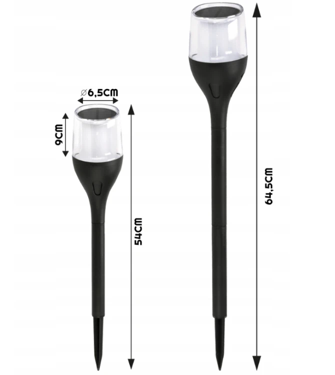 4x Lampy Solarne Ogrodowe LED Mocne PŁOMIEŃ 65cm