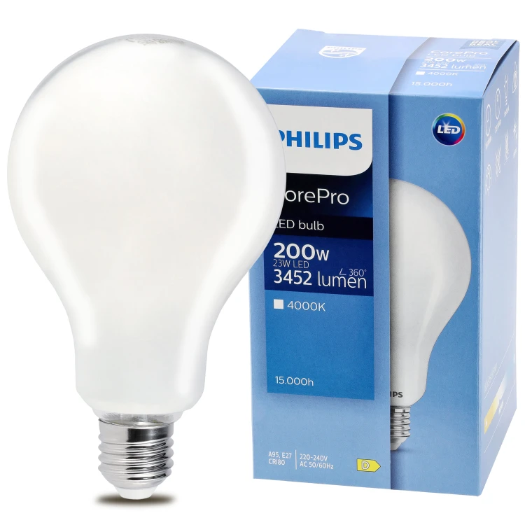 3x Philips Żarówka LED E27 23W = 200W 3452lm Mocna 4000K EyeComfort CorePro