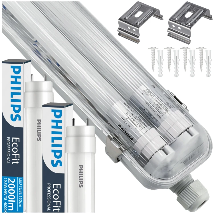 Oprawa Hermetyczna Philips 4x 158cm + 8x Tuby Świetlówki LED Wodoszczelna