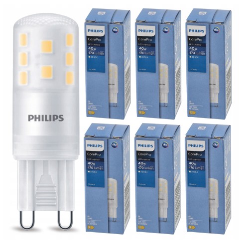 6x Żarówka LED G9 3.7W = 40W 470lm 3000K Barwa Ciepła 230V Philips CorePro