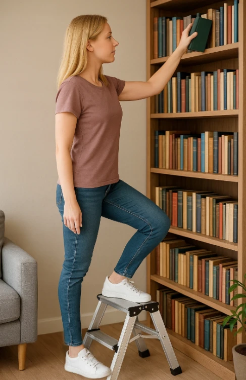 Drabina Aluminiowa Składana 2 Stopniowa Dwustronna Domowa Lekka 40cm 150kg