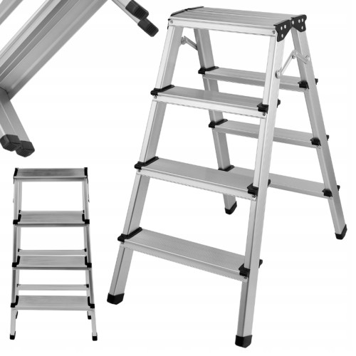 Drabina Aluminiowa Składana 4 Stopniowa Dwustronna Domowa Lekka 78cm 150kg