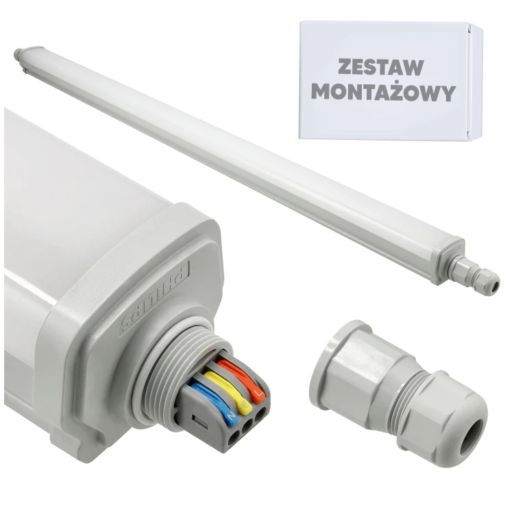 4x Oprawa Hermetyczna LED Philips 30W 125cm 3600lm IP65 4000K Przelotowa