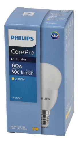 10x Żarówka LED E14 7W = 60W 806lm Barwa Ciepła 2700K 230V Philips CorePro