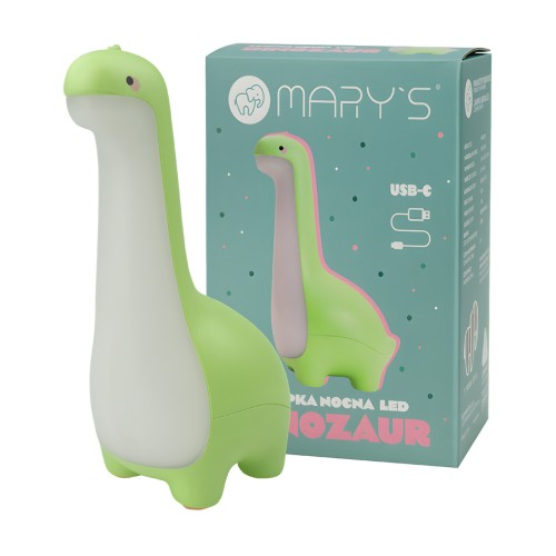 Lampka Nocna LED Bezprzewodowa Dinozaur Biała Ciepła USB Akumulatorowa