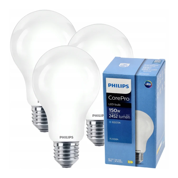 3x Philips Żarówka LED E27 17,5W =150W 2452lm 6500K EyeComfort CorePro