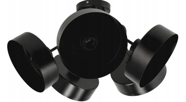 Lampa Sufitowa Żyrandol LED 5xE27 LOFT Zwijana Czarna Kubek Średni