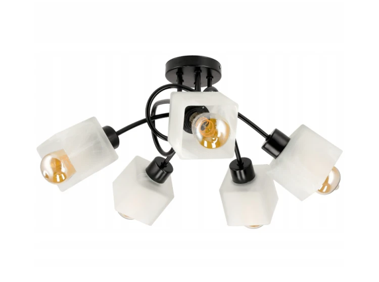 Lampa Sufitowa Wisząca LED LOFT SZKLANA 5xE27 Do Pokoju Salonu Na Żarówki
