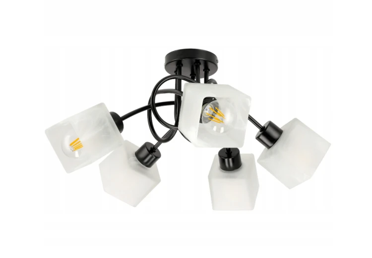 Lampa Sufitowa Wisząca LED LOFT SZKLANA 5xE27 Do Pokoju Salonu Na Żarówki