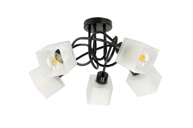 Lampa Sufitowa Wisząca LED LOFT SZKLANA 5xE27 Do Pokoju Salonu Na Żarówki