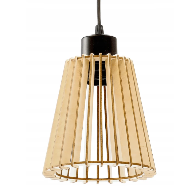 Lampa LED Wisząca Sufitowa Drewniana 1xE27 KUBEK