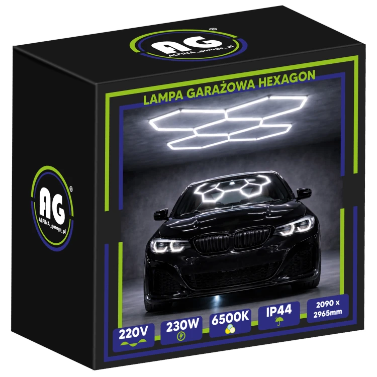 Lampa LED Hexagon Sufitowa 230W Panel Oświetlenie Do Garażu 6500K Mocna