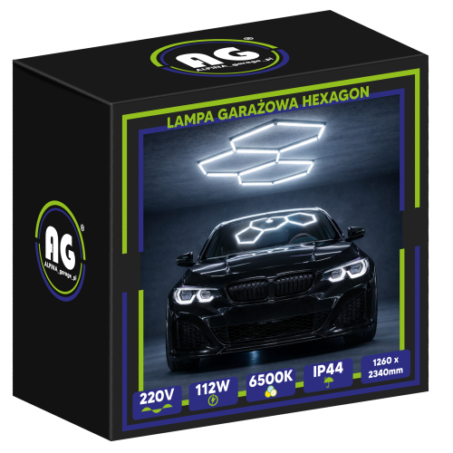 Lampa LED Hexagon Sufitowa 112W Panel Oświetlenie Do Garażu 6500K Mocna