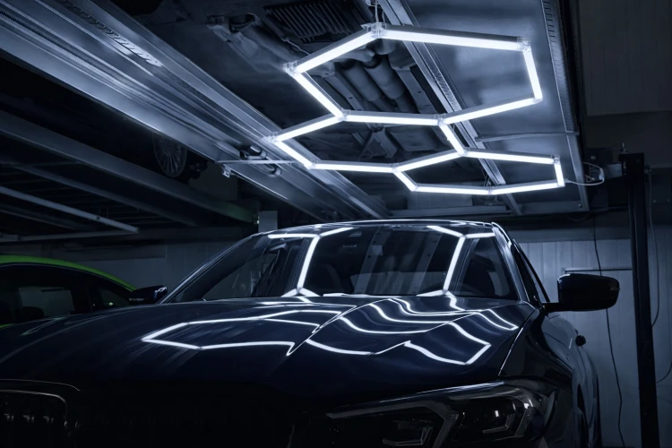 Lampa LED Hexagon Sufitowa 112W Panel Oświetlenie Do Garażu 6500K Mocna