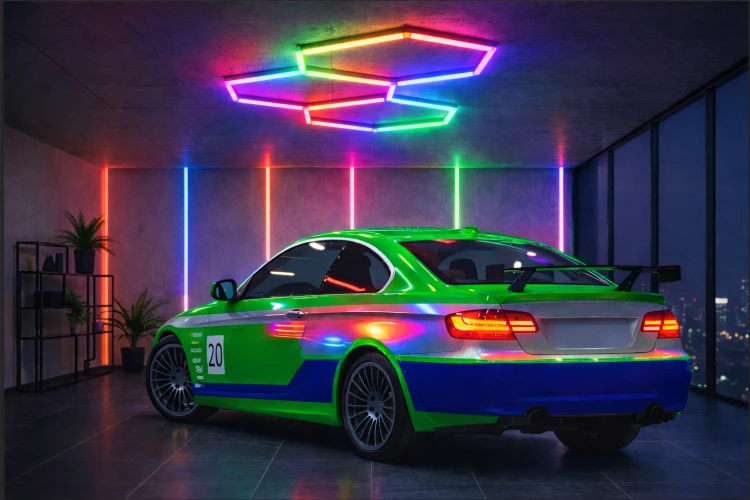 Lampa LED HEXAGON RGB 64W Panel Oświetlenie Warsztat Dom + Aplikacja Pilot