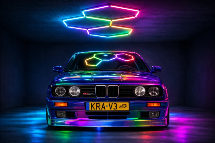 Lampa LED HEXAGON RGB 64W Panel Oświetlenie Warsztat Dom + Aplikacja Pilot