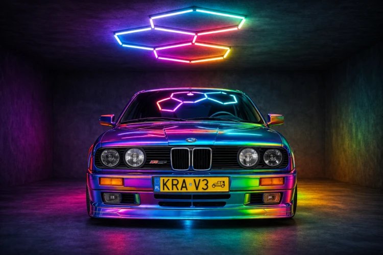 Lampa LED HEXAGON RGB 64W Panel Oświetlenie Warsztat Dom + Aplikacja Pilot