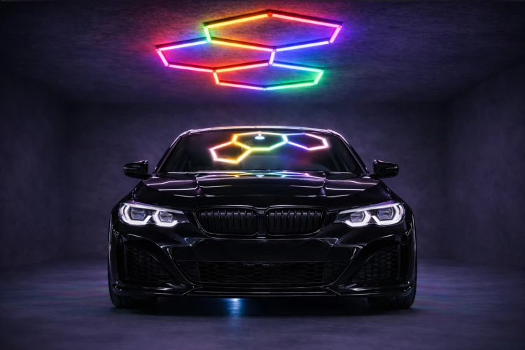 Lampa LED HEXAGON RGB 64W Panel Oświetlenie Warsztat Dom + Aplikacja Pilot