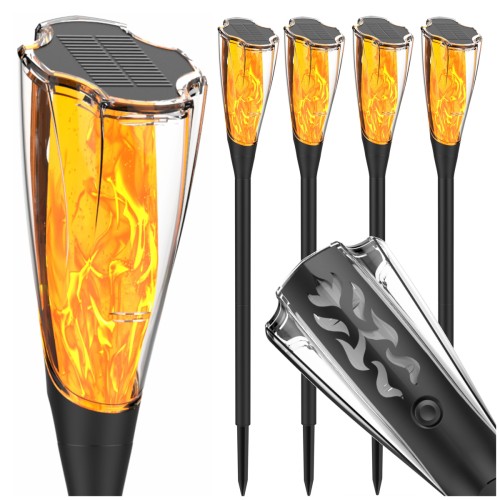 4x Lampa Solarna LED LATARNIA POCHODNIA WBIJANA Płomień Ogień 65cm PREMIUM