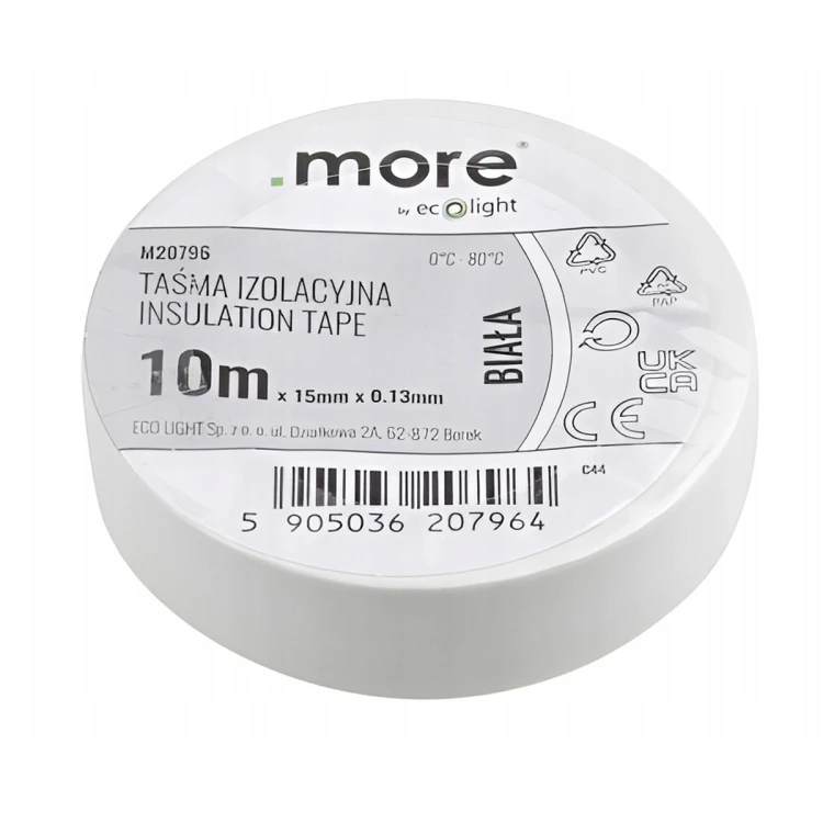 TAŚMA IZOLACYJNA 10M 15MM BIAŁA IZOLACJA PCV IZOLACJA KABLI 10 METRÓW