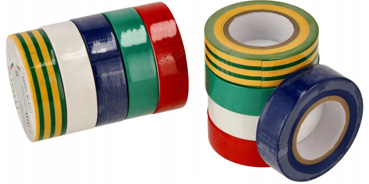 10x Taśma izolacyjna PVC Kolorowa 19mmx0,13mm 20m Elastyczna Uniwersalna