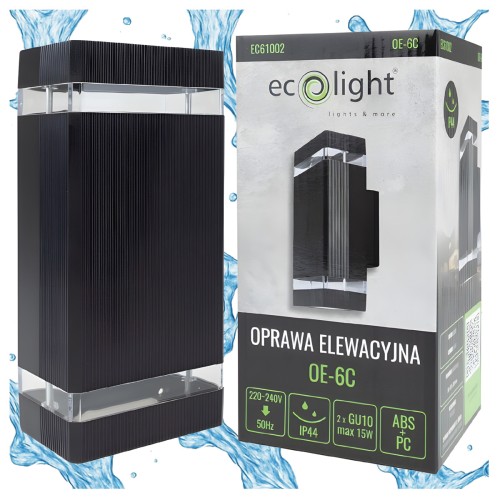 Kinkiet Zewnętrzny Lampa Ogrodowa Elewacyjna Wodoszczelna 2x GU10 Czarna