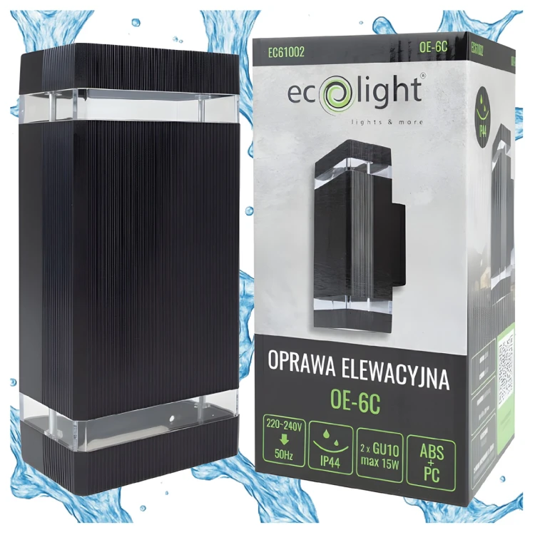 Kinkiet Zewnętrzny Lampa Ogrodowa Elewacyjna Wodoszczelna 2x GU10 Czarna