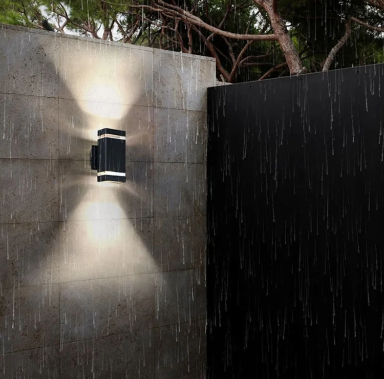 Kinkiet Zewnętrzny Lampa Ogrodowa Elewacyjna Wodoszczelna 2x GU10 Czarna