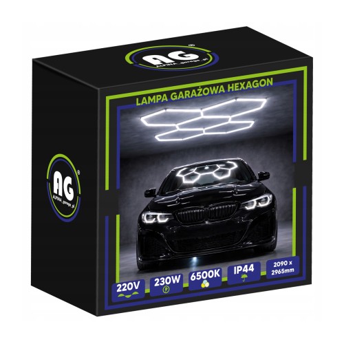 Lampa LED Hexagon Sufitowa 230W Panel Oświetlenie Do Garażu 6500K Mocna