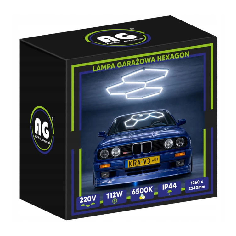 Lampa LED Hexagon Sufitowa 112W Panel Oświetlenie Do Garażu 6500K Mocna