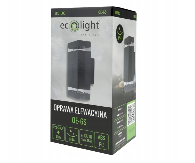 Oprawa elewacyjna plastik OE-6S 2xGU10 ANTRACYT