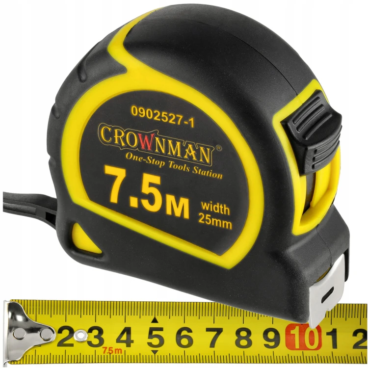 Miara Zwijana Miarka Miernicza 7,5m Z Blokadą Premium Uniwersalna CrownMan