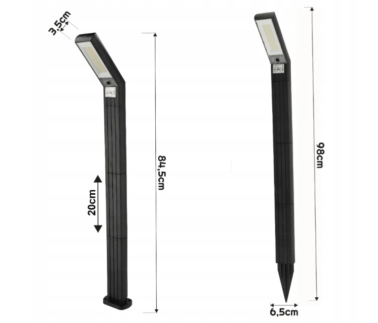 Lampa Ogrodowa Solarna LED Wbijana Słupek Solarny 2w1 Mocny + Regulowany